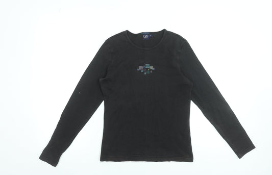 GAP Women's Black Long Sleeve Stretch Cotton T-Shirt S