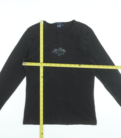 GAP Women's Black Long Sleeve Stretch Cotton T-Shirt S