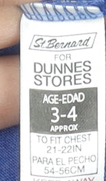 Boys UK Size 3-4 Years St. Bernard for Dunnes Stores Blue Basic Pullover T-Shirt