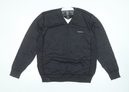 Next Men's Black XL V-Neck Cotton Pullover Jumper Classic Knit