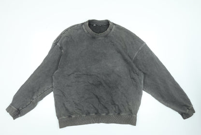 ZARA Men’s Grey XL Pullover Sweatshirt Crew Neck Cotton Relaxed Fit
