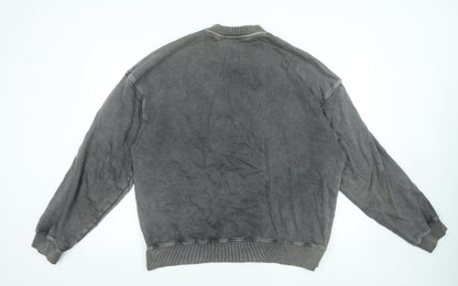 ZARA Men’s Grey XL Pullover Sweatshirt Crew Neck Cotton Relaxed Fit
