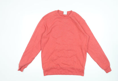 Zara Men Pink Crew Neck Cotton Sweatshirt Size S Regular Fit