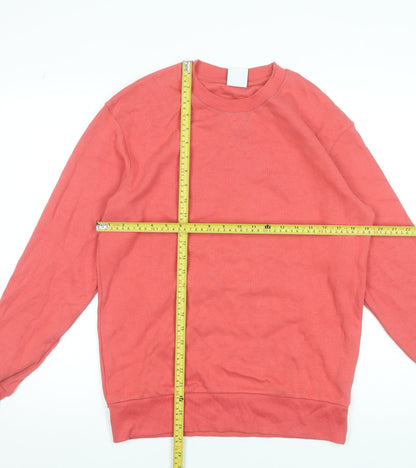 Zara Men Pink Crew Neck Cotton Sweatshirt Size S Regular Fit