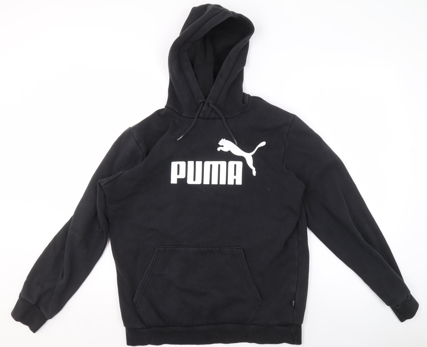 Puma Women's Black Pullover Hoodie Medium Logo Print Cotton Blend