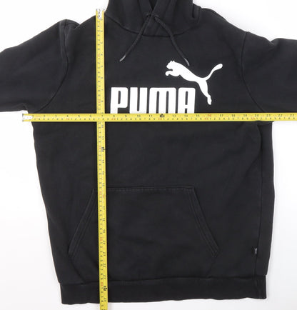 Puma Women's Black Pullover Hoodie Medium Logo Print Cotton Blend