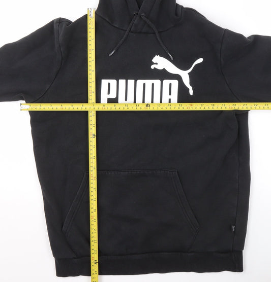 Puma Women's Black Pullover Hoodie Medium Logo Print Cotton Blend