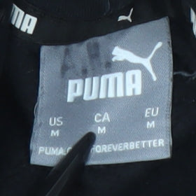 Puma Women's Black Pullover Hoodie Medium Logo Print Cotton Blend