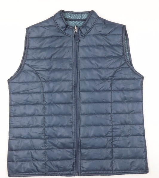 Damart Womens Blue Puffer Quilted Zip Waistcoat Size 18