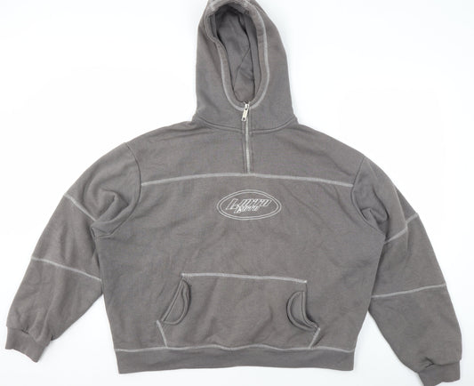 Mens UK Size M boohooMAN Grey 1/2 Zip Hoodie