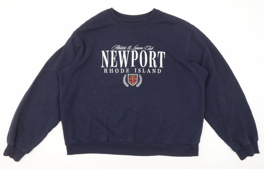 Hollister Women Navy Blue Newport Rhode Island Pullover Sweatshirt M