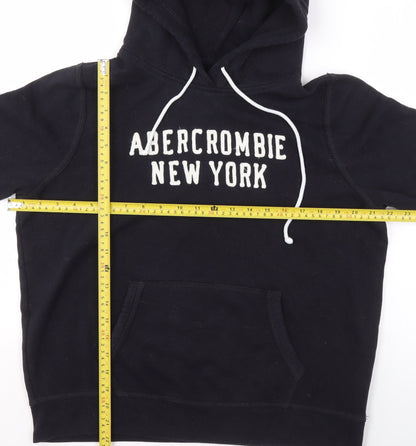Abercrombie & Fitch Women's Black Pullover Hoodie L Logo New York