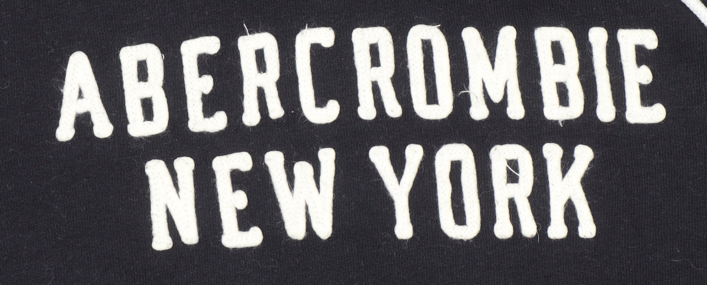 Abercrombie & Fitch Women's Black Pullover Hoodie L Logo New York