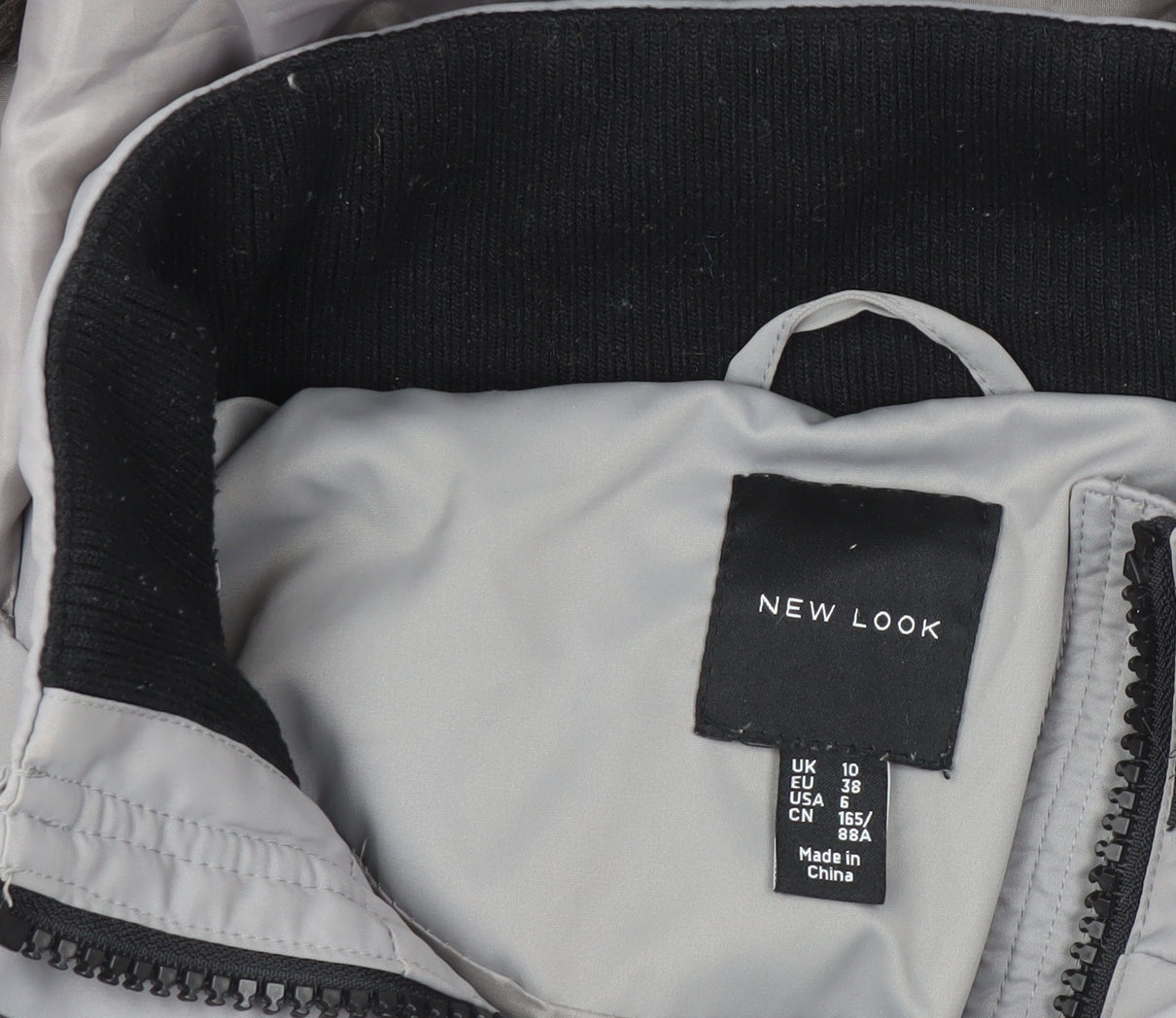 New Look Women Grey Hooded Puffer Jacket Size 10 Winter Coat