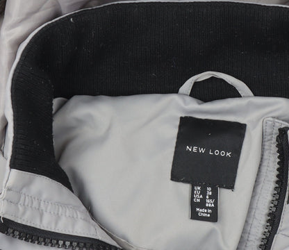 New Look Women Grey Hooded Puffer Jacket Size 10 Winter Coat