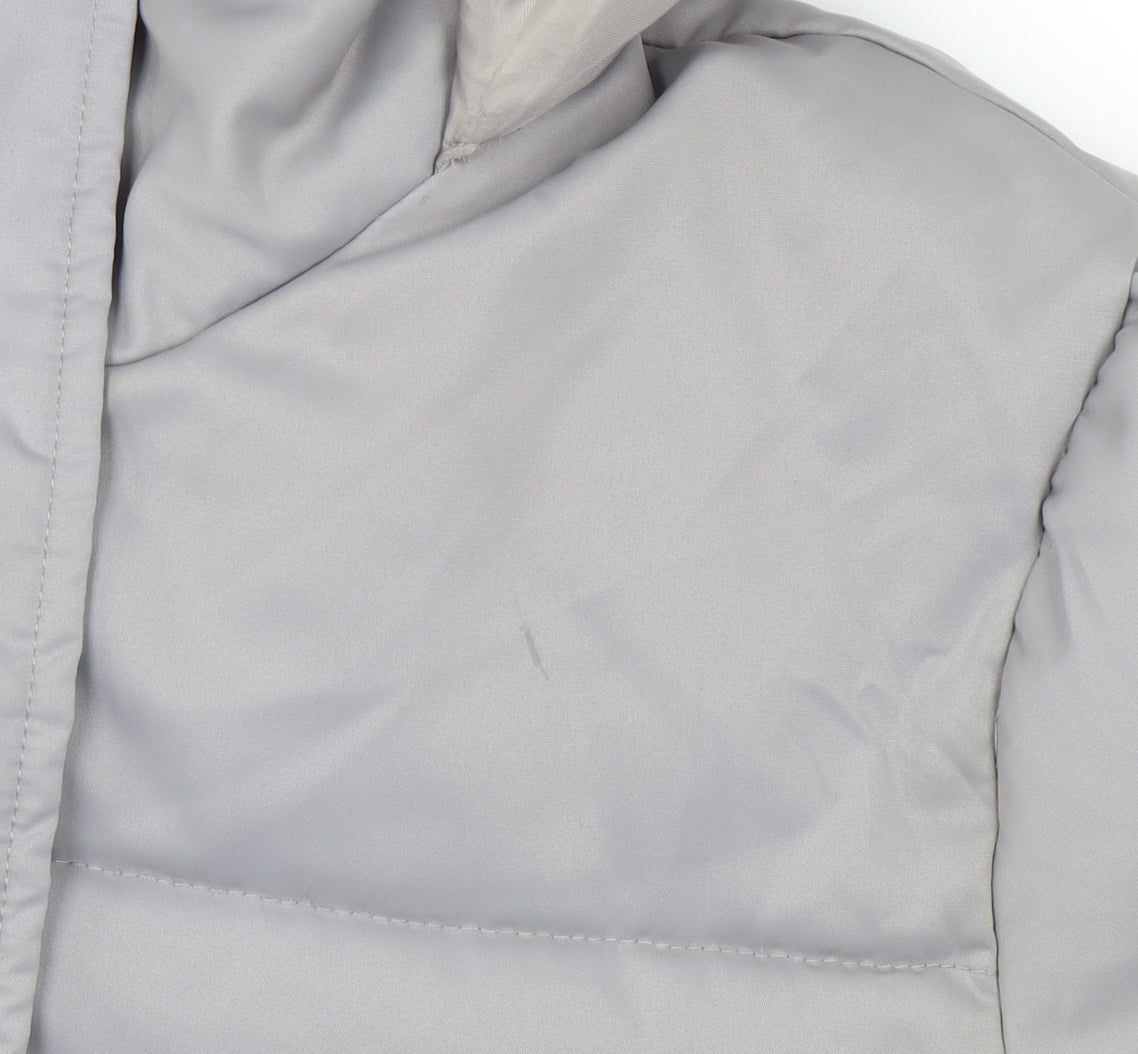 New Look Women Grey Hooded Puffer Jacket Size 10 Winter Coat