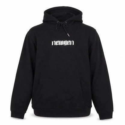 Front view of ASOS Design unisex kids black pullover hoodie l logo graphic cotton