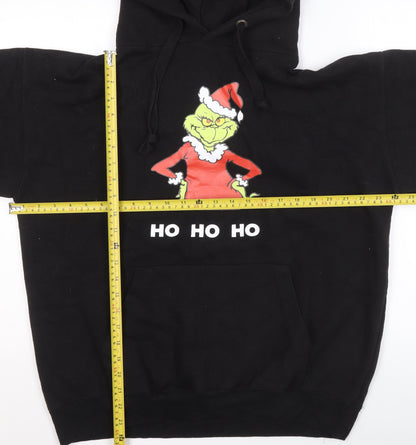 Mens UK Size L Cotton Ridge Black Pullover Hoodie