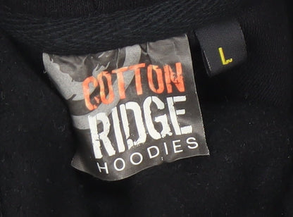Mens UK Size L Cotton Ridge Black Pullover Hoodie