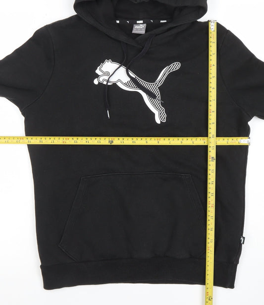 Puma Womens Black Hoodie Medium Pullover Cotton Blend Logo Print