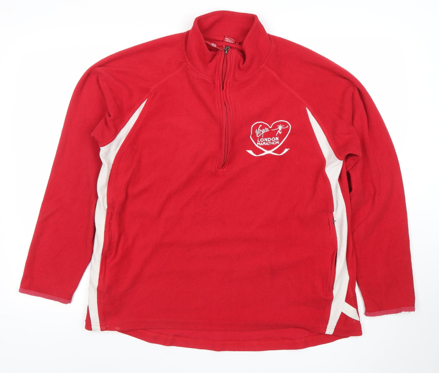 Virgin London Marathon Red Men's Medium 1/4 Zip Fleece Sweatshirt