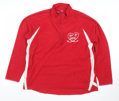 Virgin London Marathon Red Men's Medium 1/4 Zip Fleece Sweatshirt