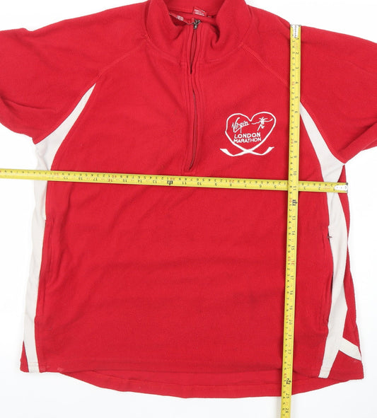 Virgin London Marathon Red Men's Medium 1/4 Zip Fleece Sweatshirt