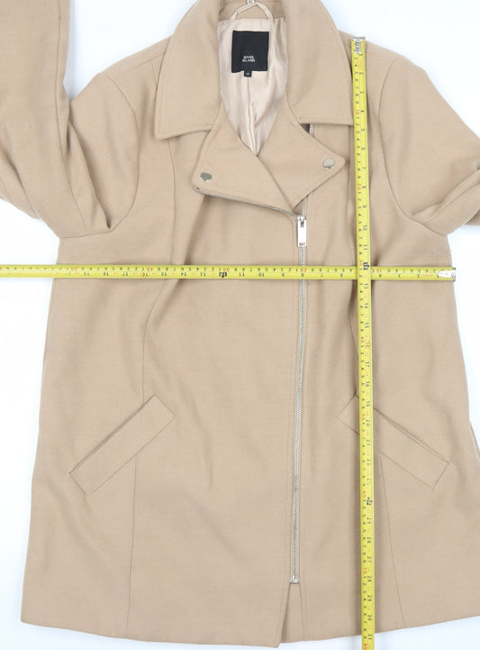 Womens UK Size 16 River Island Beige Biker Coat