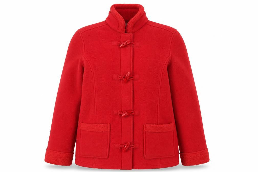 Marks & Spencer Women's Red Fleece Mid-Length Duffle Coat UK 12