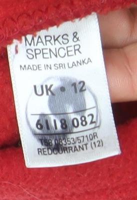 Womens UK Size 12 Marks and Spencer Red Duffle Coat