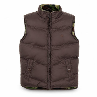 Front view of Debenhams boys’ brown puffer gilet 5 years quilted nylon bodywarmer