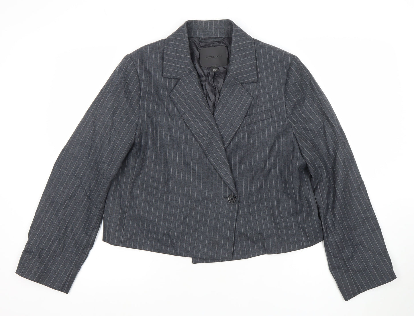 Marks and Spencer Autograph Women’s Grey Pinstripe Wool Blazer Size 16