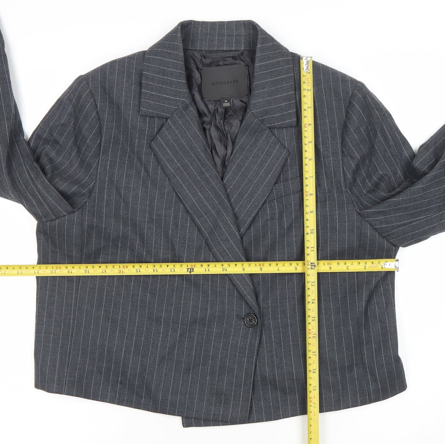 Marks and Spencer Autograph Women’s Grey Pinstripe Wool Blazer Size 16
