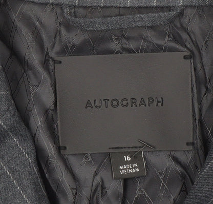 Marks and Spencer Autograph Women’s Grey Pinstripe Wool Blazer Size 16