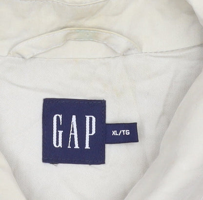 GAP Women Beige XL Mid-Length Cotton Trench Coat