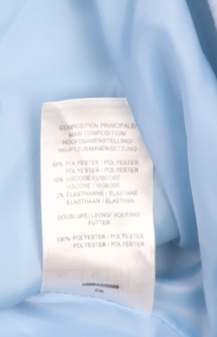 Damart Women Blue Hooded Mid Length Coat Size 14 Lined Casual