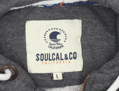 Mens UK Size L SoulCal & Co Grey Full Zip Hoodie