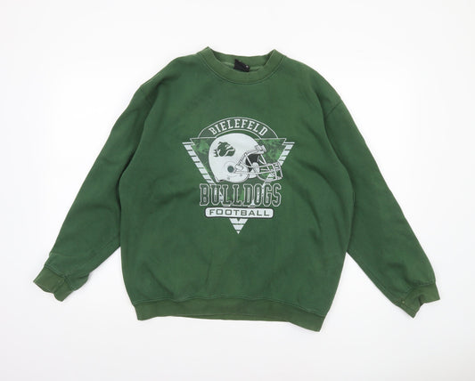 Mens UK Size M James & Nicholson Green Pullover Sweatshirt