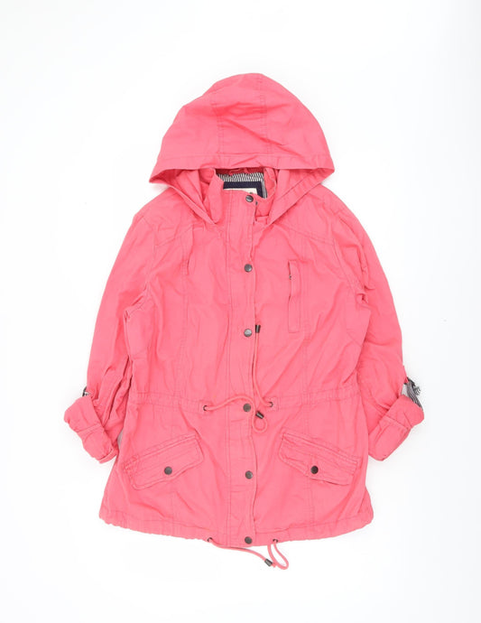 Dunnes Women Pink Cotton Hooded Parka Jacket Size 14