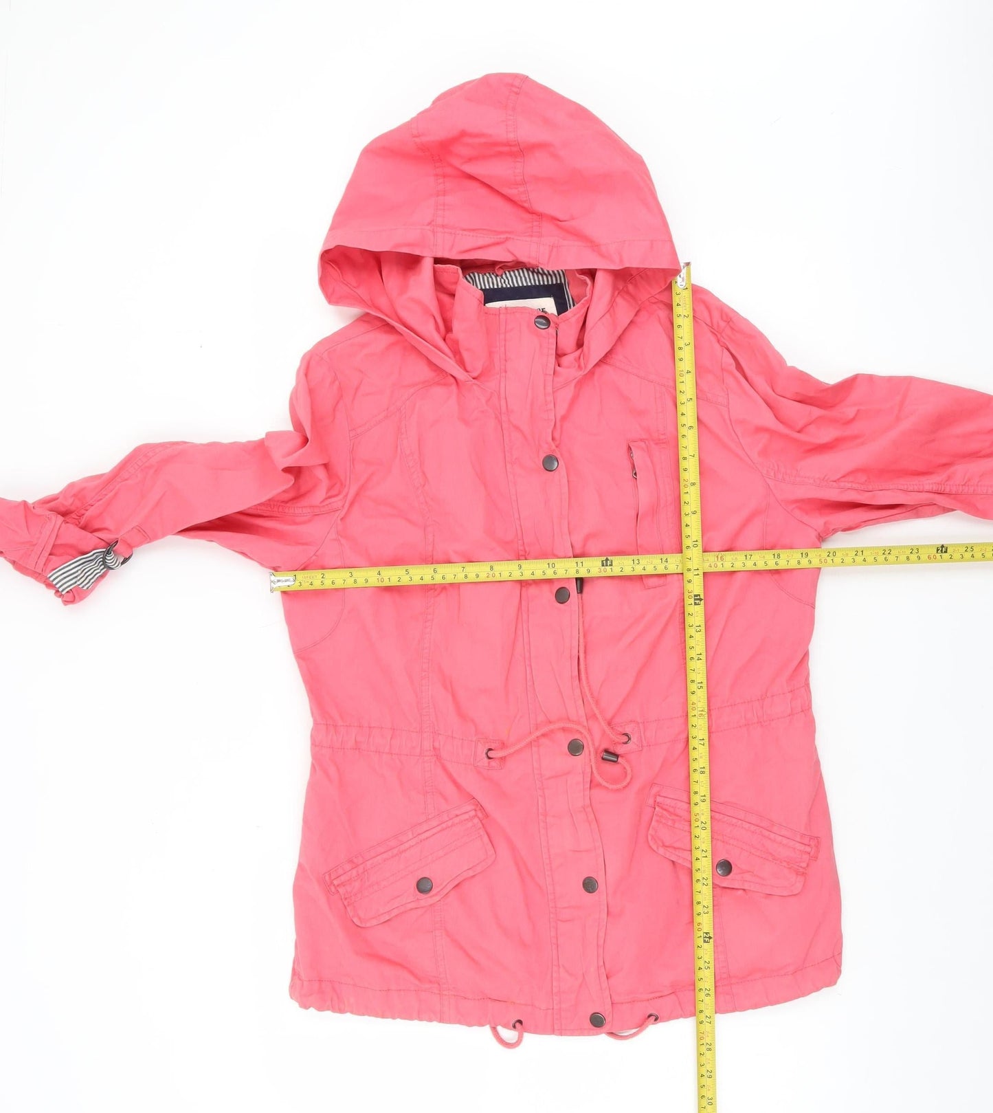 Dunnes Women Pink Cotton Hooded Parka Jacket Size 14