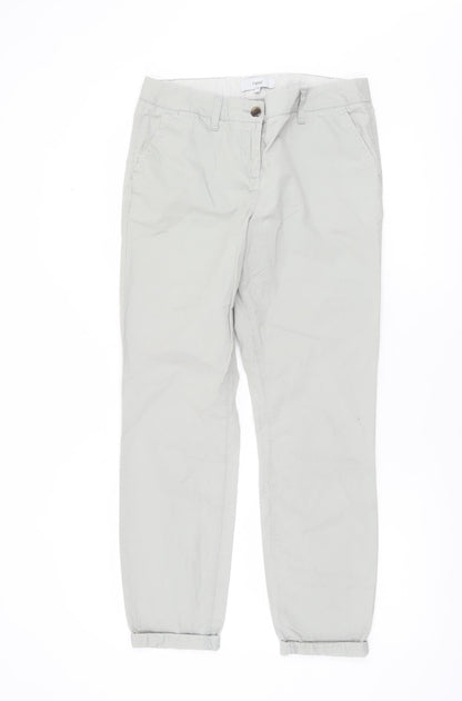 Next Womens Grey Cotton Chino Trousers Size 8 Regular
