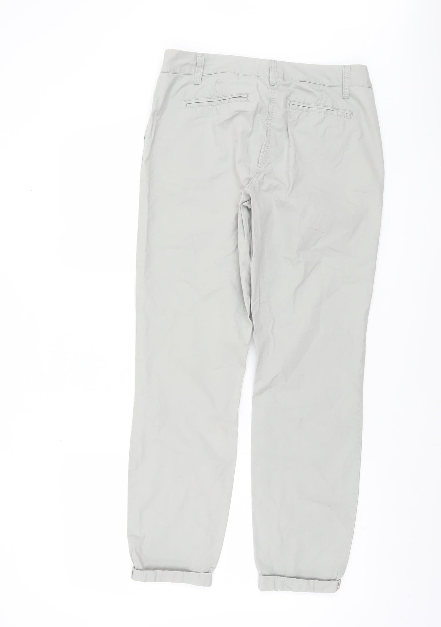 Next Womens Grey Cotton Chino Trousers Size 8 Regular