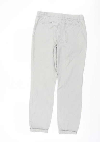 Next Womens Grey Cotton Chino Trousers Size 8 Regular