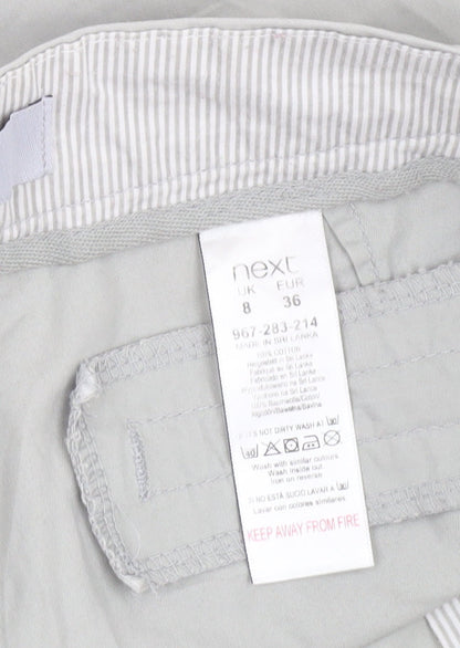 Next Womens Grey Cotton Chino Trousers Size 8 Regular