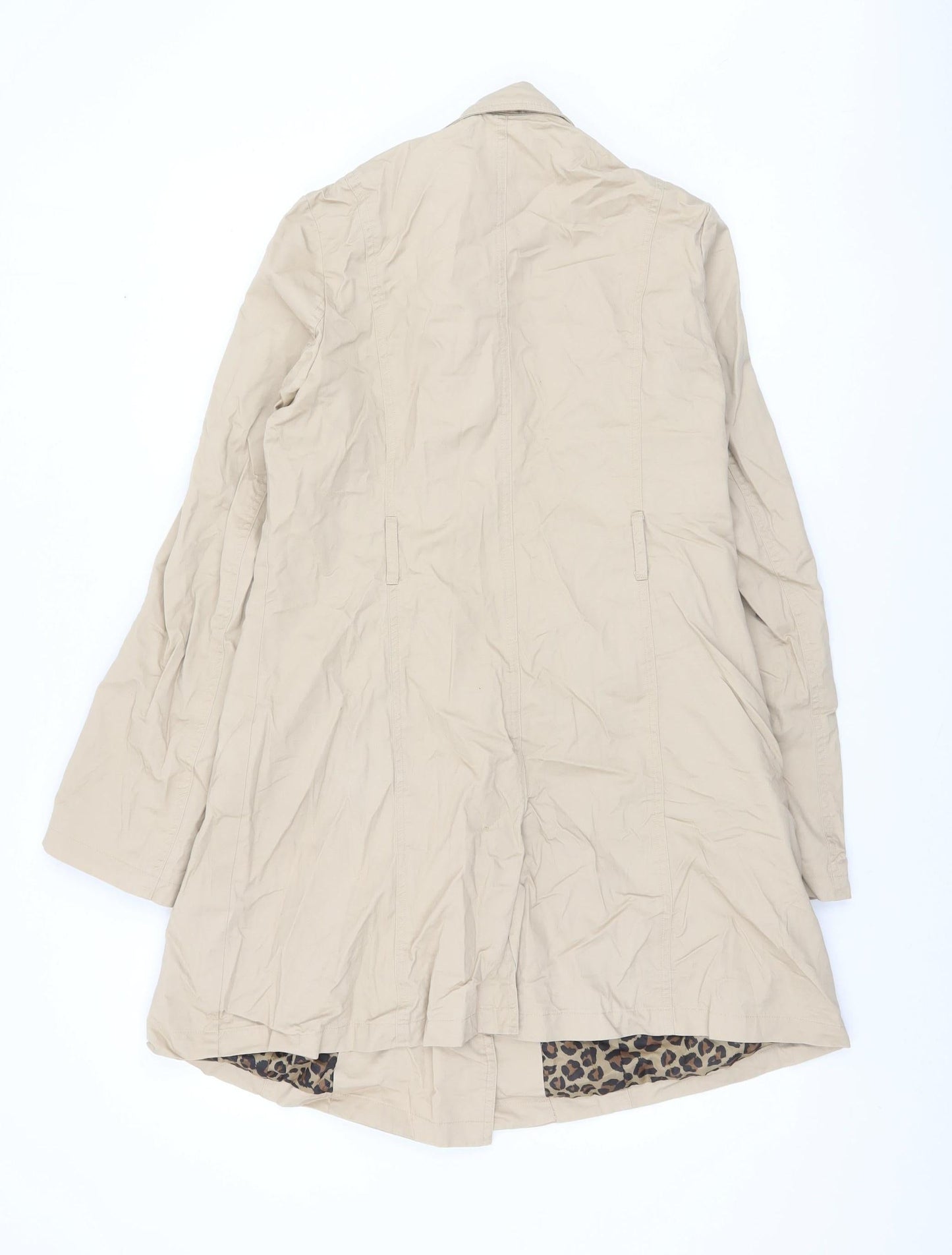 Avon Women's Beige Cotton Trench Coat Size 12 Classic Button Up