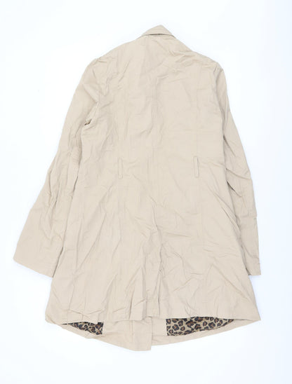 Avon Women's Beige Cotton Trench Coat Size 12 Classic Button Up