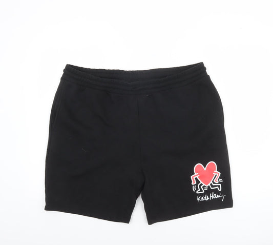 Keith Haring Men’s Black 2XL Sweat Shorts Elastic Waist Art Print