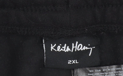 Keith Haring Men’s Black 2XL Sweat Shorts Elastic Waist Art Print