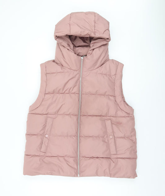 Nutmeg Women Pink Hooded Puffer Waistcoat Size 14