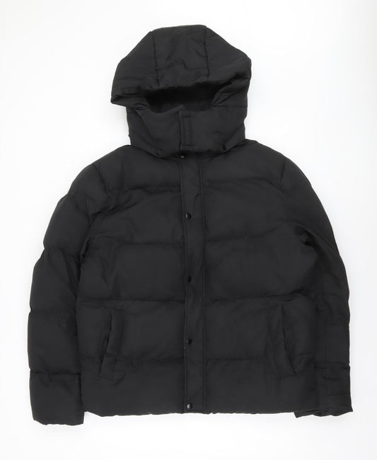 ASOS DESIGN Men's Black Hooded Puffer Jacket Size M Winter Coat